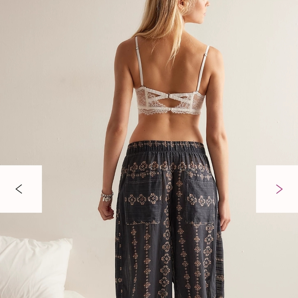 NWT Free People Come Over Printed Pants Charcoal Combo XS - Picture 2 of 10